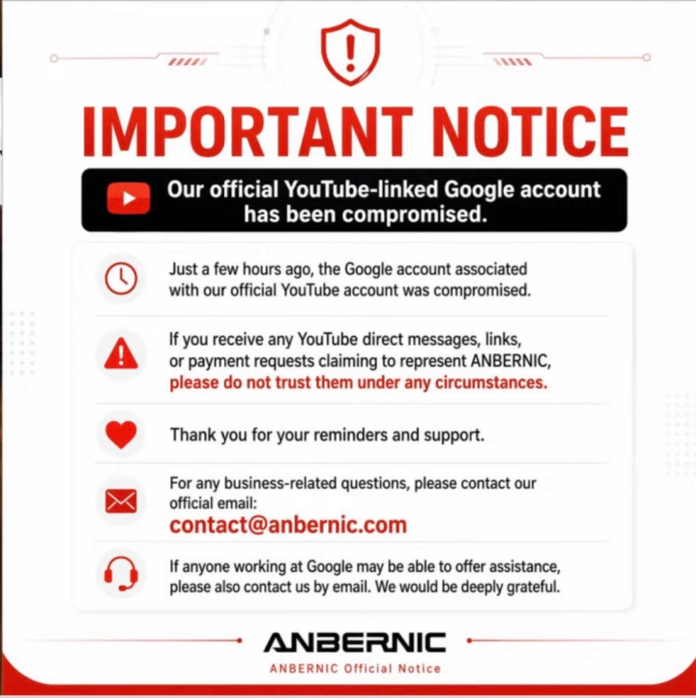 Anbernic YouTube Hacked: They don’t won’t you to send them your money!